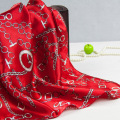 Poliéster Cetim Red Rope Cadeado Lenços Little Square Scarf